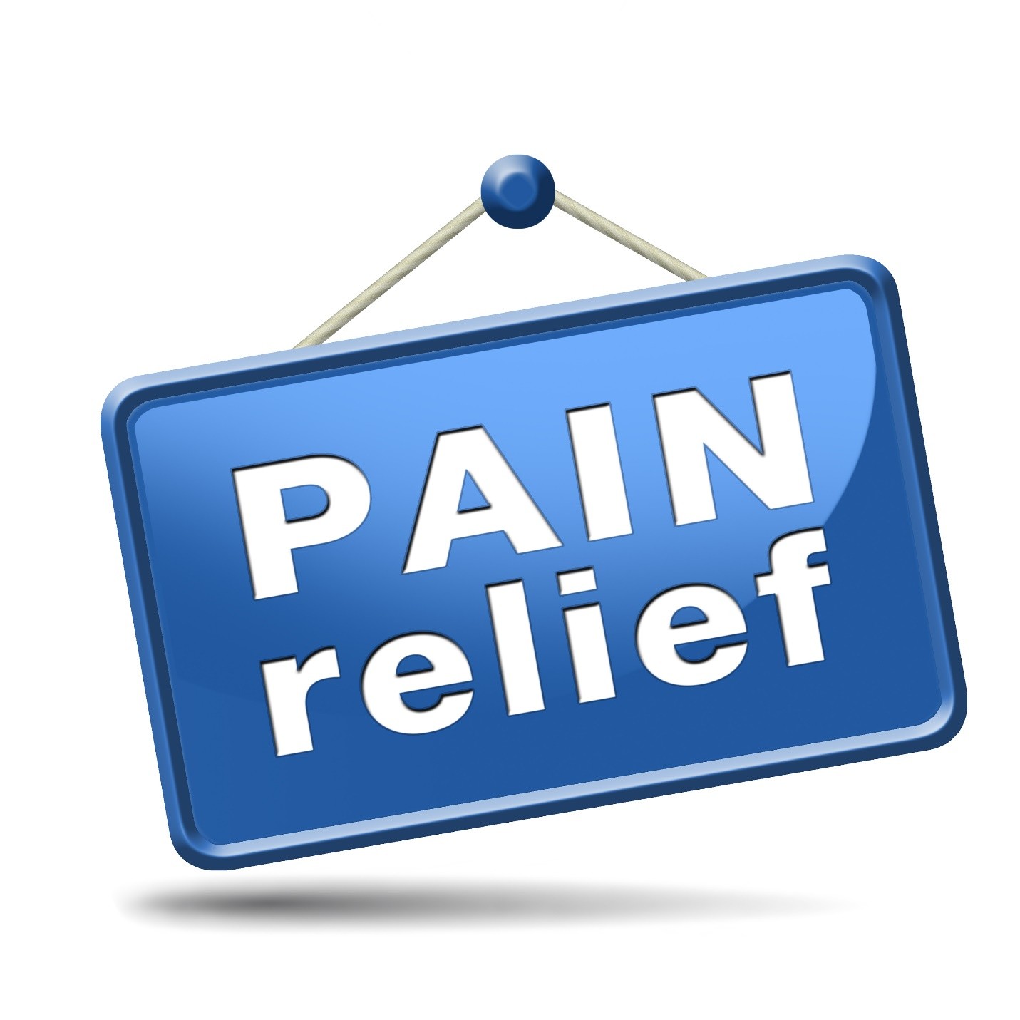 Hanging sign reading Pain Relief